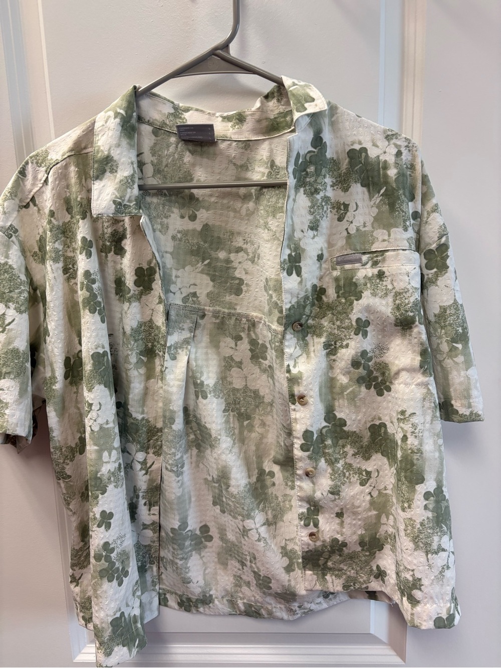 Columbia Green & White Floral Short-Sleeve Shirt Jacket